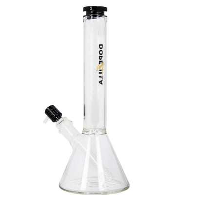 Front view of the 12-inch Dopezilla Chimera water pipe, showcasing its black accent and classic beaker shape.
