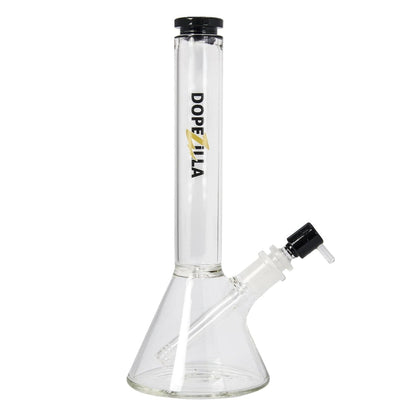 A front view of the 12-inch Dopezilla Chimera Water Pipe in black, showcasing its sleek, curved design against a neutral background.