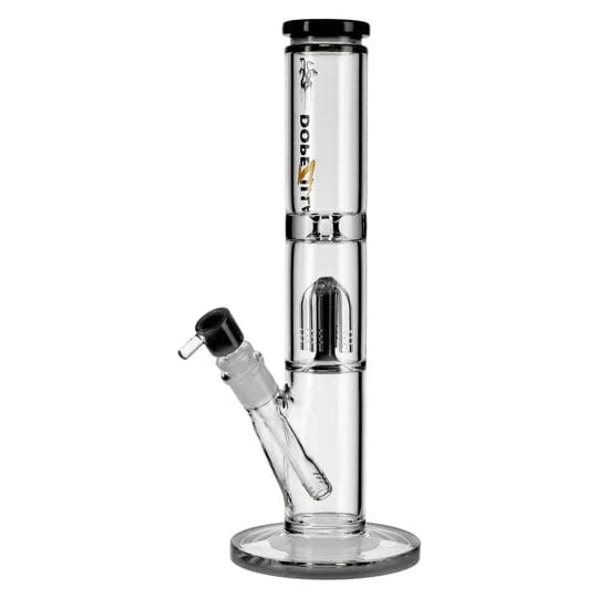 A studio shot of the 13-inch Dopezilla Hydra Water Pipe in black, highlighting its sleek, cylindrical glass form.