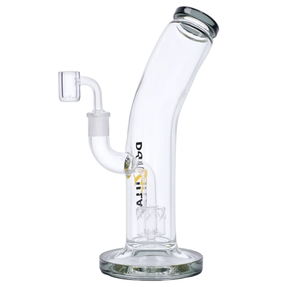 Side view of the 10in. Dopezilla Ogre Dab Rig - Black - 10in. showing its angled neck, clear glass body, and upright percolator on a white background
