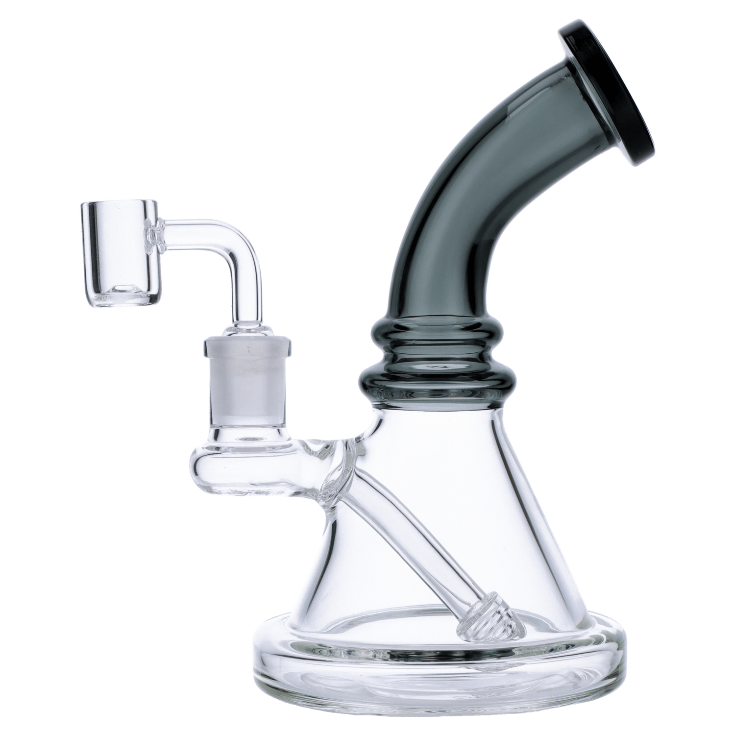 Valiant Each Valiant Bent Neck Mini Water Pipe - Transparent Black - 7in. Dab Rigs