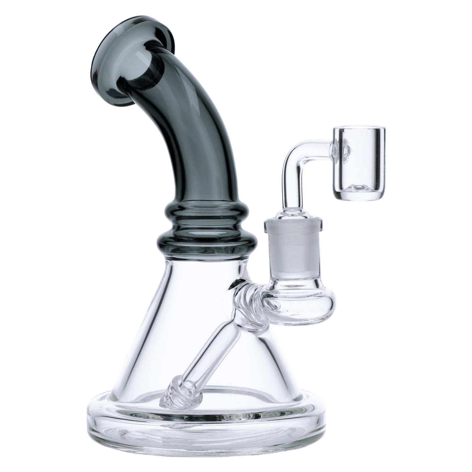 Valiant Each Valiant Bent Neck Mini Water Pipe - Transparent Black - 7in. Dab Rigs