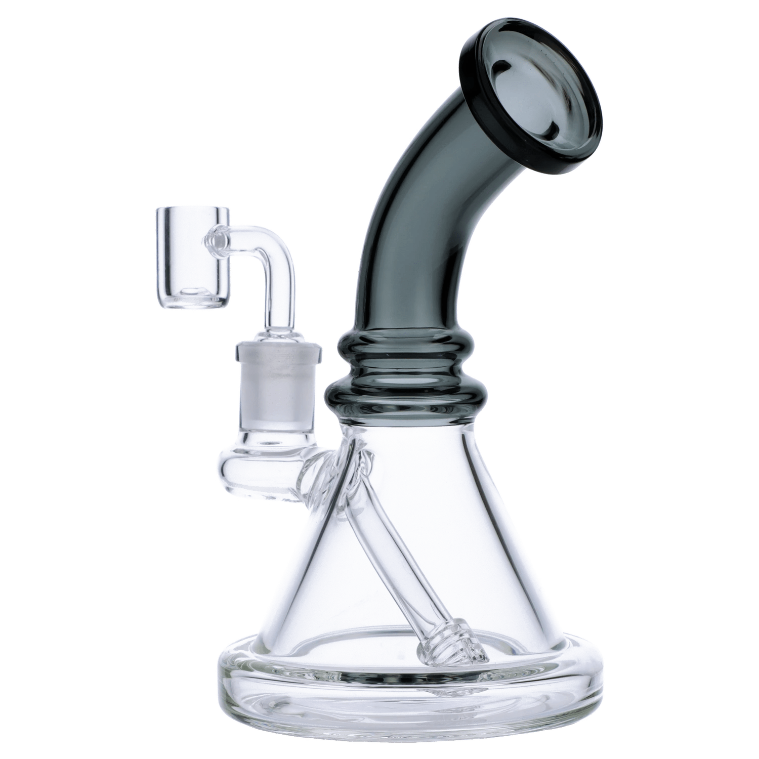 Valiant Each Valiant Bent Neck Mini Water Pipe - Transparent Black - 7in. Dab Rigs