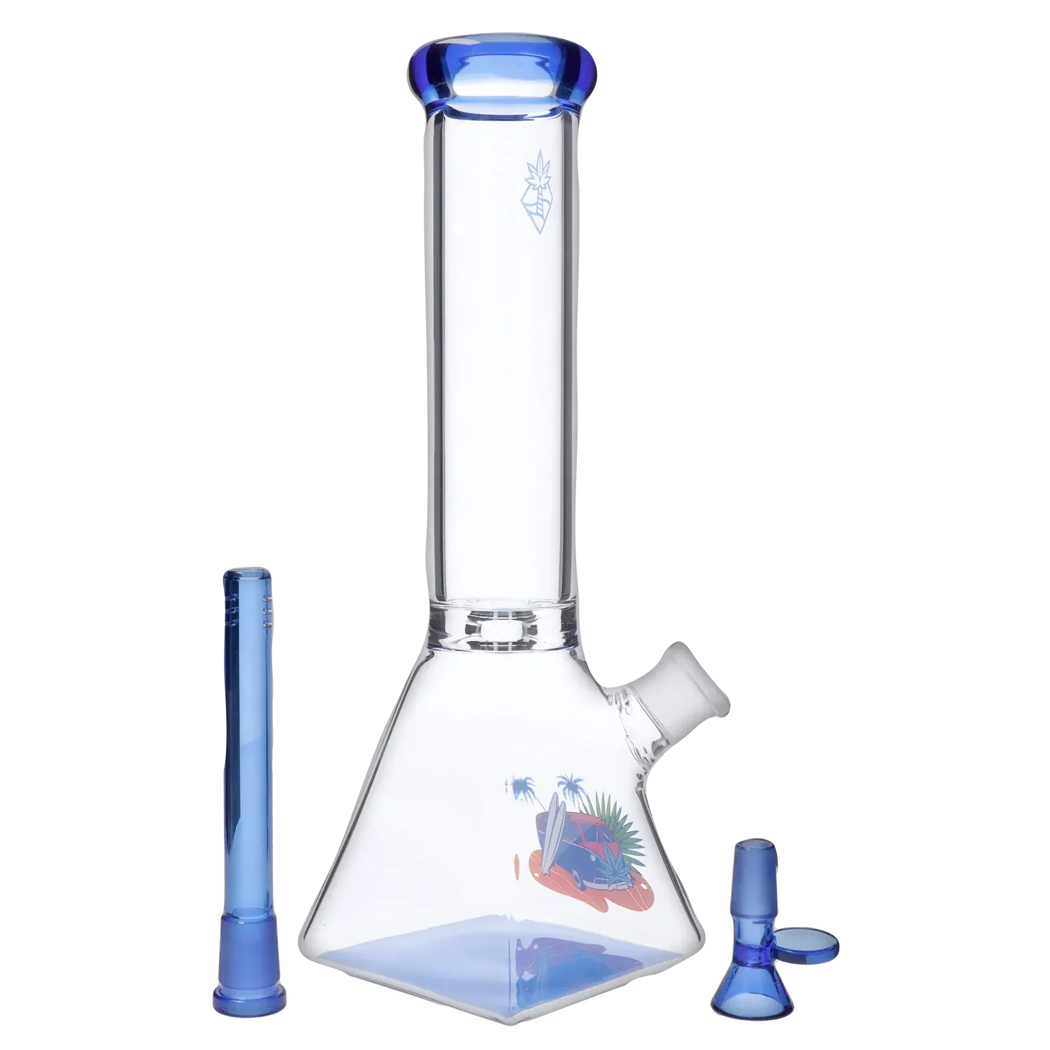 Cabana Cannabis Co. Each Cabana Cannabis Co. Van Water Pipe Blue 12in Glass Bongs