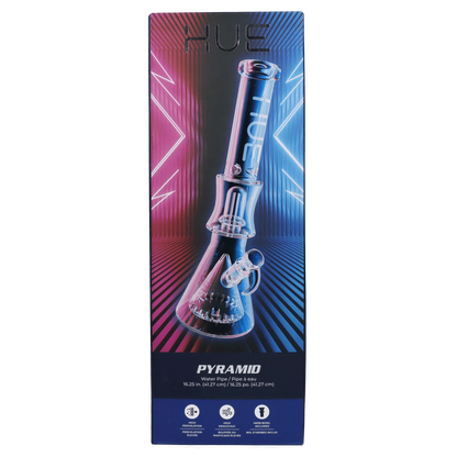 Hue Each Hue Pyramid Water Pipe Clear Dual Percolator 16.25" Glass Bongs