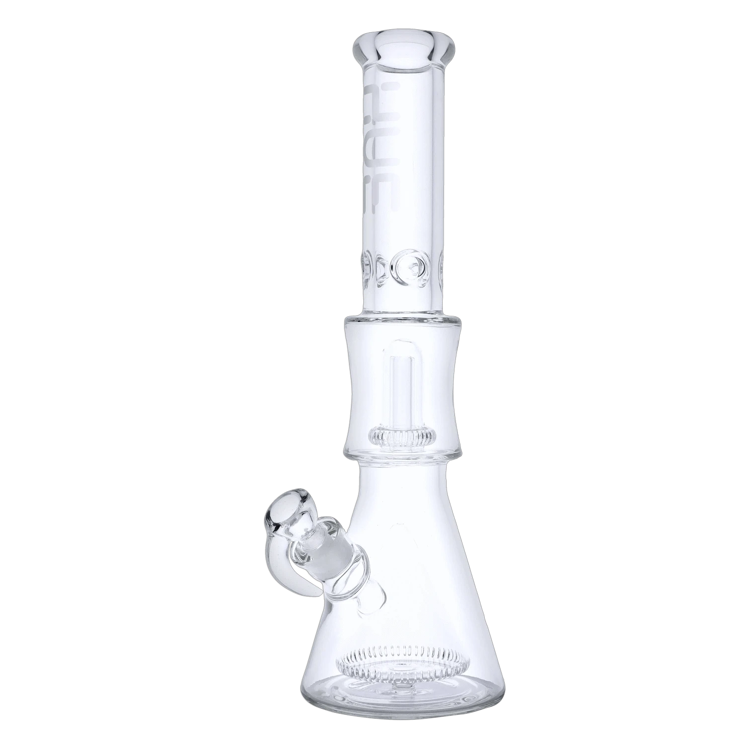 Hue Each Hue Pyramid Water Pipe Clear Dual Percolator 16.25" Glass Bongs