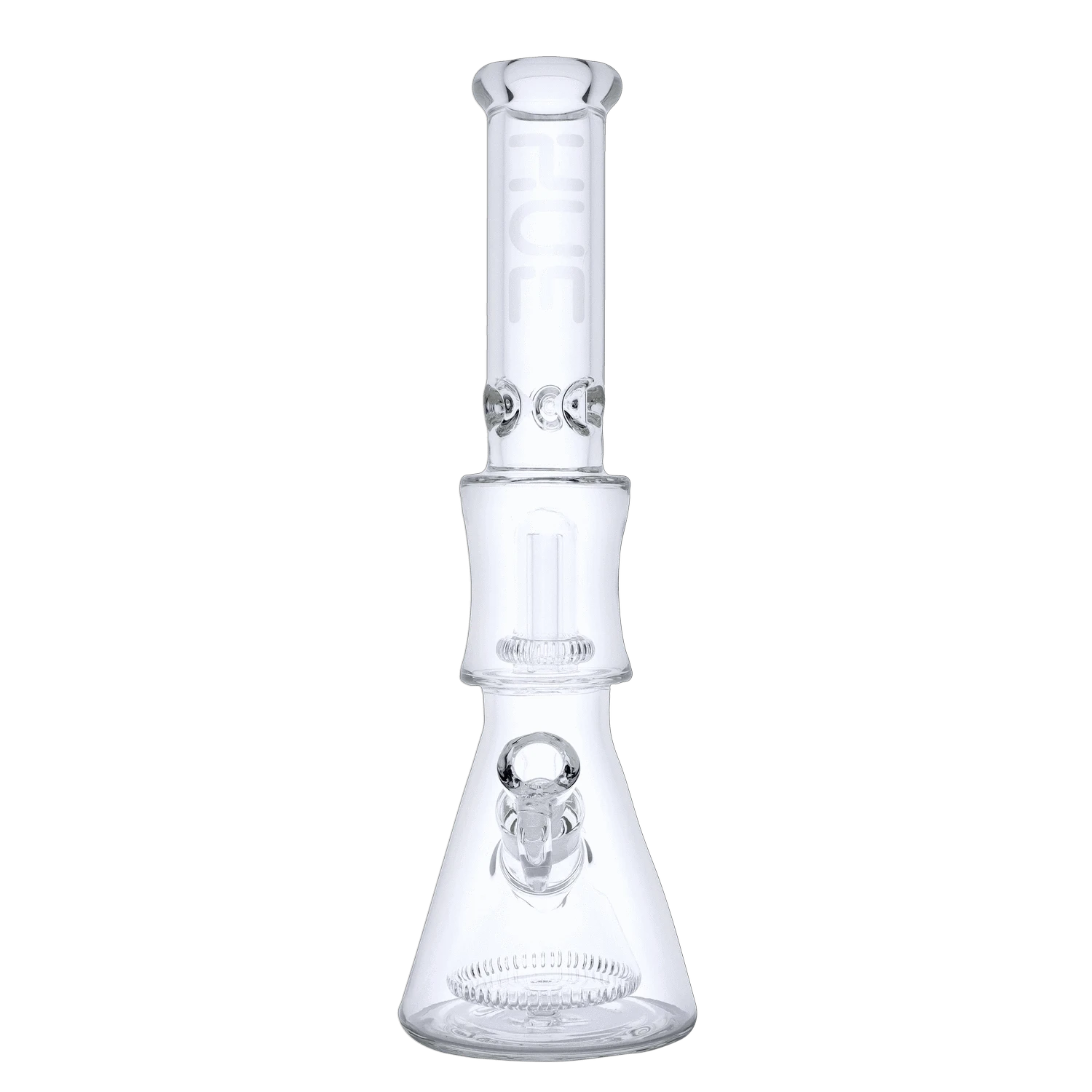 Hue Each Hue Pyramid Water Pipe Clear Dual Percolator 16.25" Glass Bongs