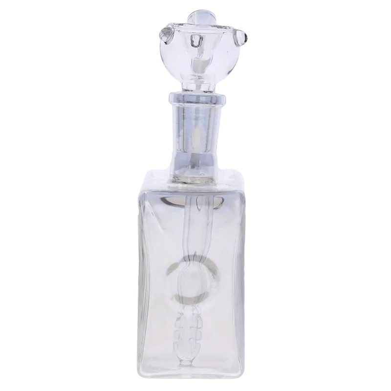 A front view of the DHC Originals Boom Box Water Pipe, showcasing the clear glass construction and boxy shape.