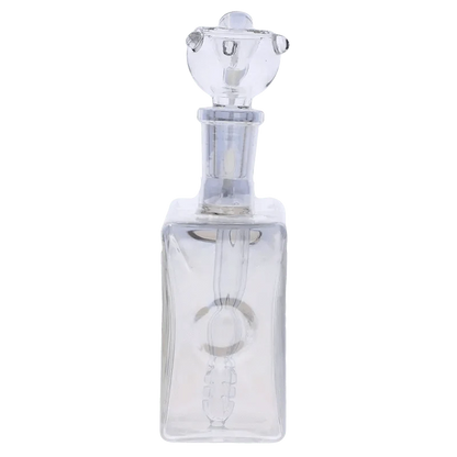 A front view of the DHC Originals Boom Box Water Pipe, showcasing the clear glass construction and boxy shape.