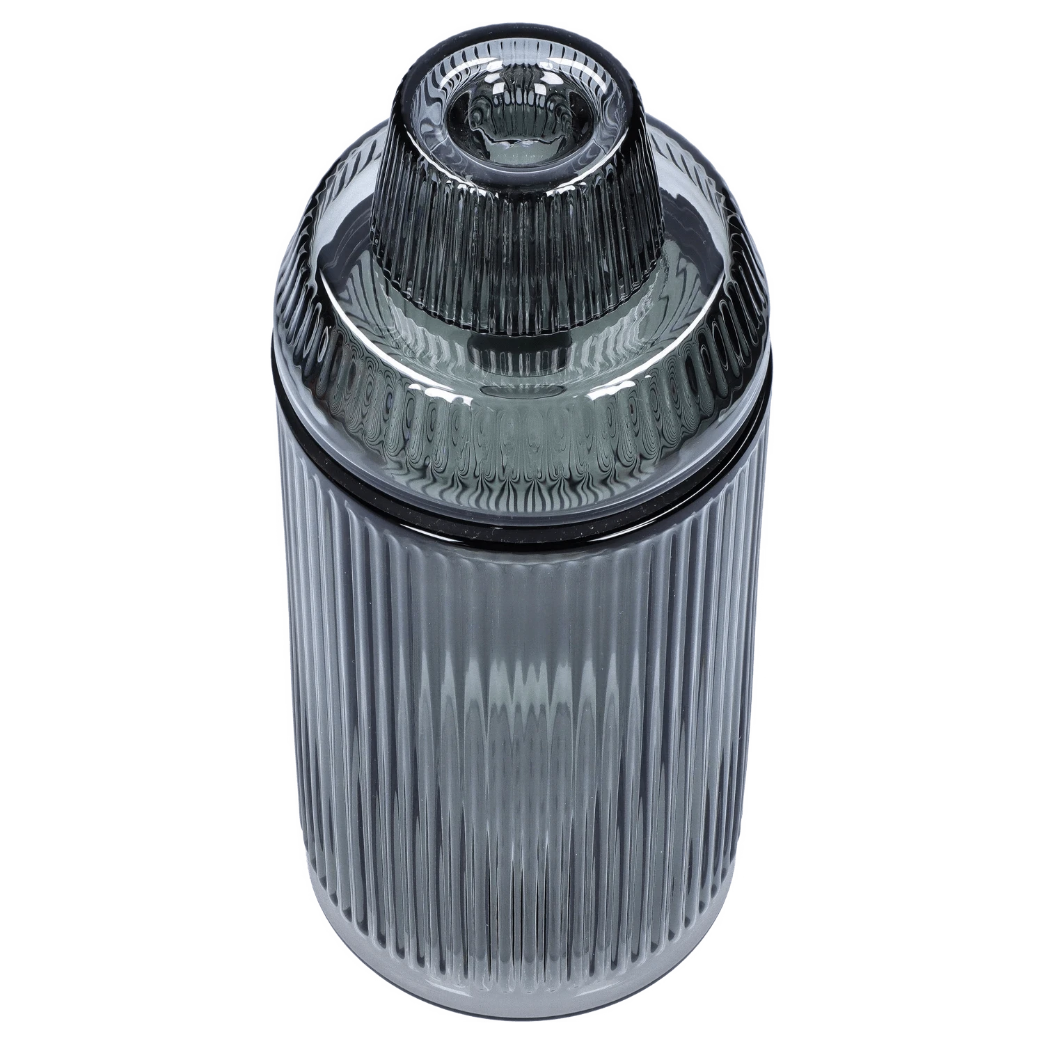 Front view of the Medusa Deco Gravity Bong - Charcoal, showcasing its sleek, cylindrical shape and dark finish.