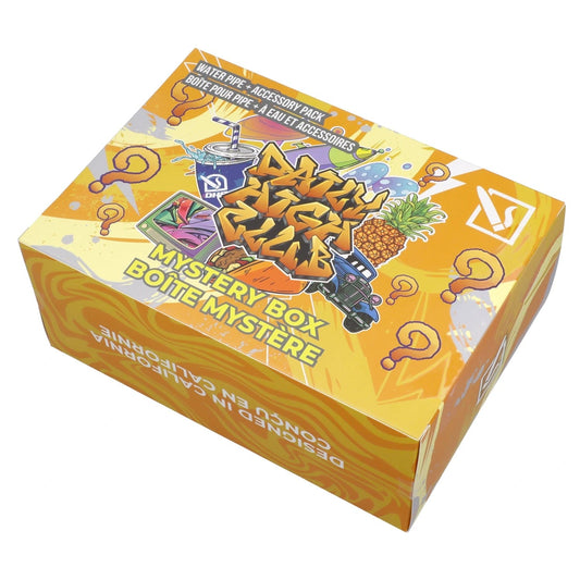 Front view of the DHC - Mystery Box - Touchdown - Yellow, showcasing a brightly colored box with graphic details.