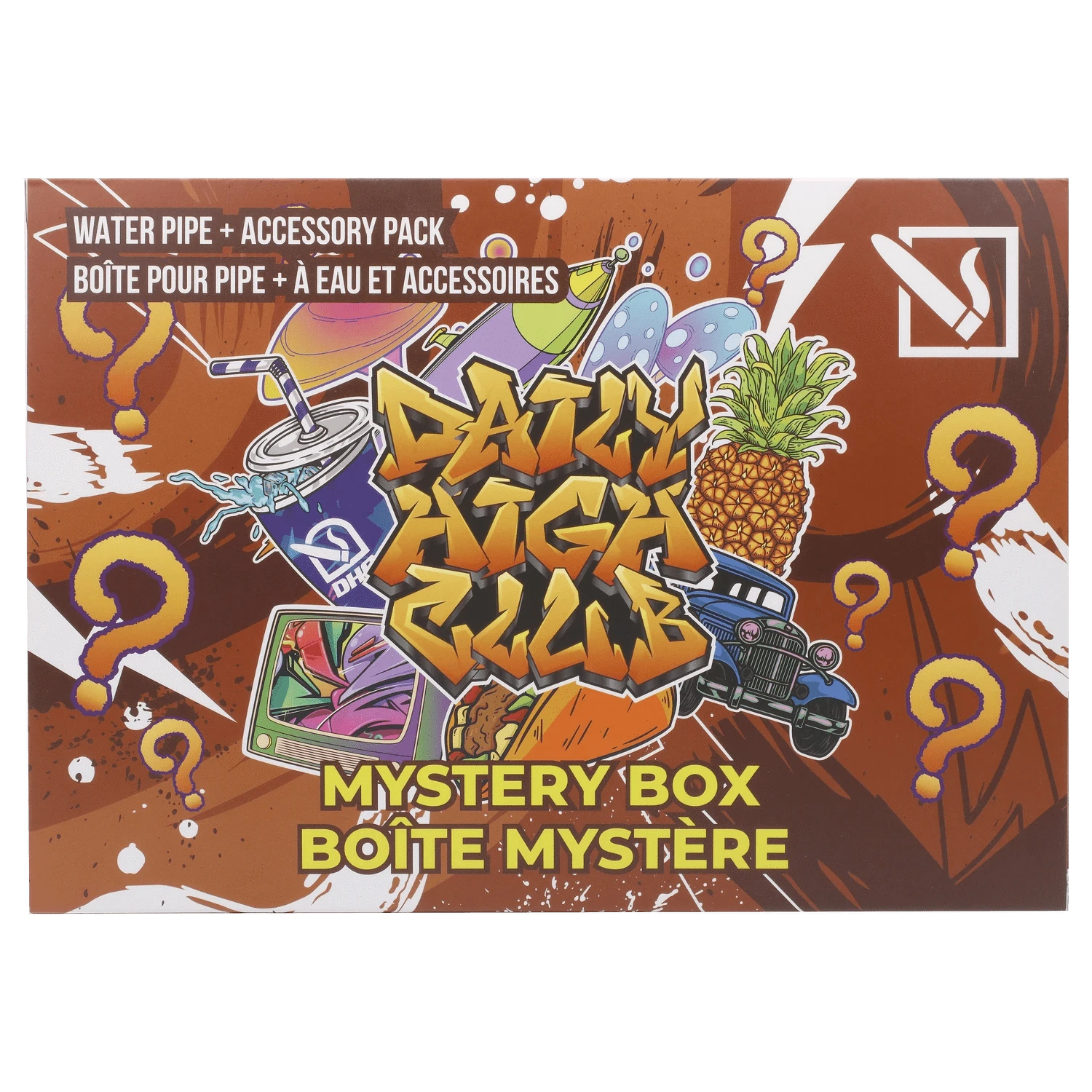 Front view of the DHC - Mystery Box - Gobble Gobble - Brown, featuring colorful graphics on a dark background.