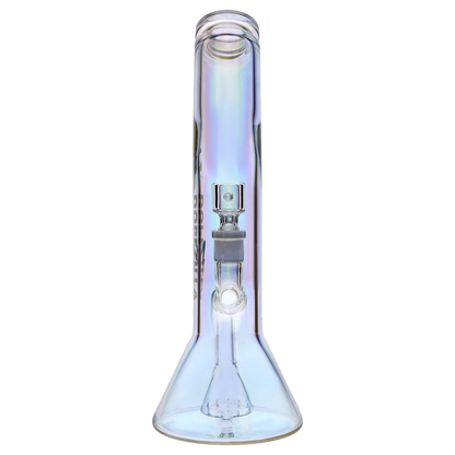 Front view of the Gryphon Bent Neck Water Pipe 12.2" showing its iridescent straight neck, visible downstem and beaker base on a white background.