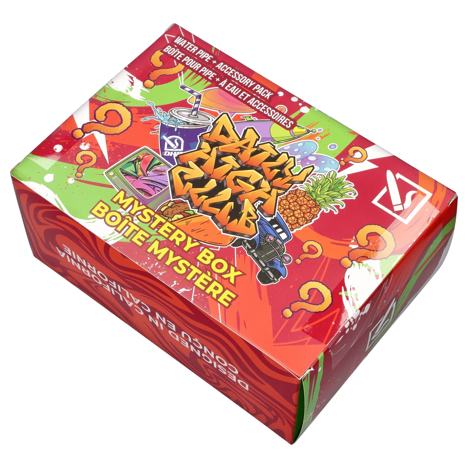 Front view of the DHC - Mystery Box - Bootlegger - Tangerine packaging, featuring colorful graphics and bold typography on a bright orange box.