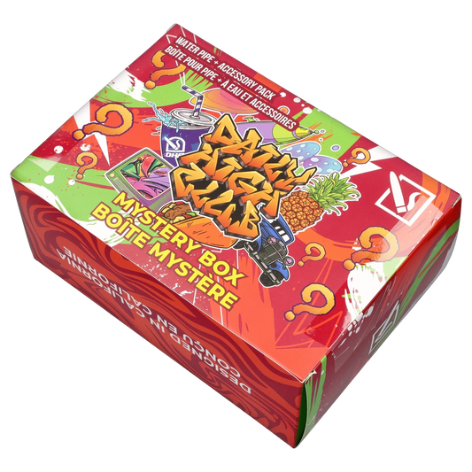 Front view of the DHC - Mystery Box - Bootlegger - Tangerine packaging, featuring colorful graphics and bold typography on a bright orange box.