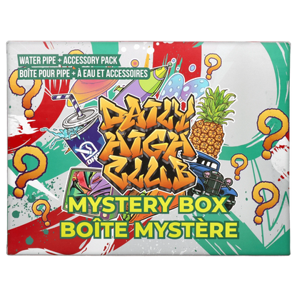 The DHC - Mystery Box - Game On! - Pomegranate is pictured as a colorful, graphic design with playful elements and splashes of pink and blue.