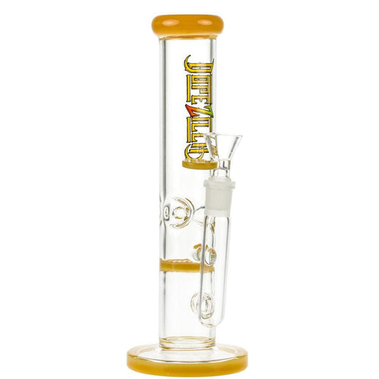 A straight-on view of the 8.5-inch Dopezilla Mutos Water Pipe in milky yellow, showcasing its simple, cylindrical form.