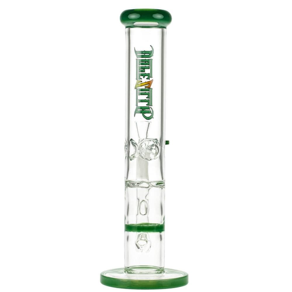 Front view of the 10-inch Dopezillla Mutos Water Pipe in milky jade, showcasing its sleek, cylindrical design against a plain white background.