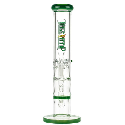 Front view of the 10-inch Dopezillla Mutos Water Pipe in milky jade, showcasing its sleek, cylindrical design against a plain white background.