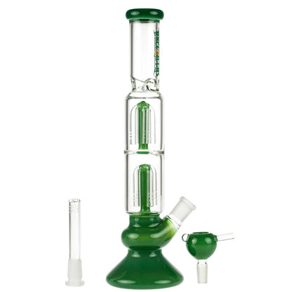 Front view of the 13-inch Dopezilla Megalon Water Pipe in milky jade, showing its smooth curves and clear glass construction.