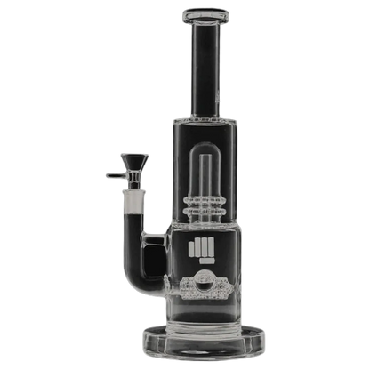 Front-facing view of the clear Snoop Dogg Pounds-Mothership Water Pipe showing its straight tube mouthpiece, stacked percolator chamber and side bowl.