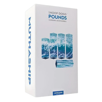 Angled view of the Snoop Dogg Pounds-Mothership Water Pipe-Clear box showing blue ocean graphic panels on a white background.
