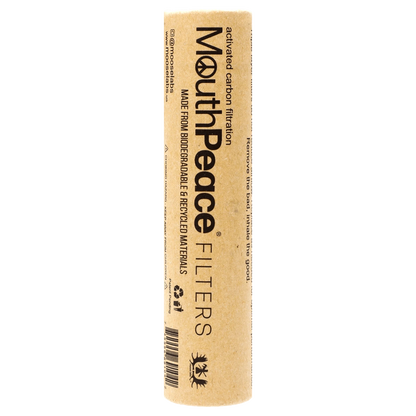 Close-up of the Moose Labs Mouthpeace Filter Replacements, showing the white cylindrical filter packaging with branding details.