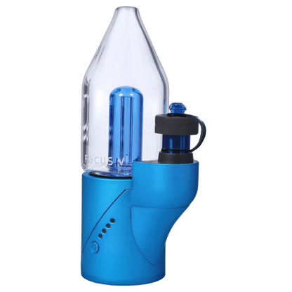 Front view of the Focus V Carta E-Rig - Atlantis Limited Edition, a blue electronic rig with a compact, handheld design.