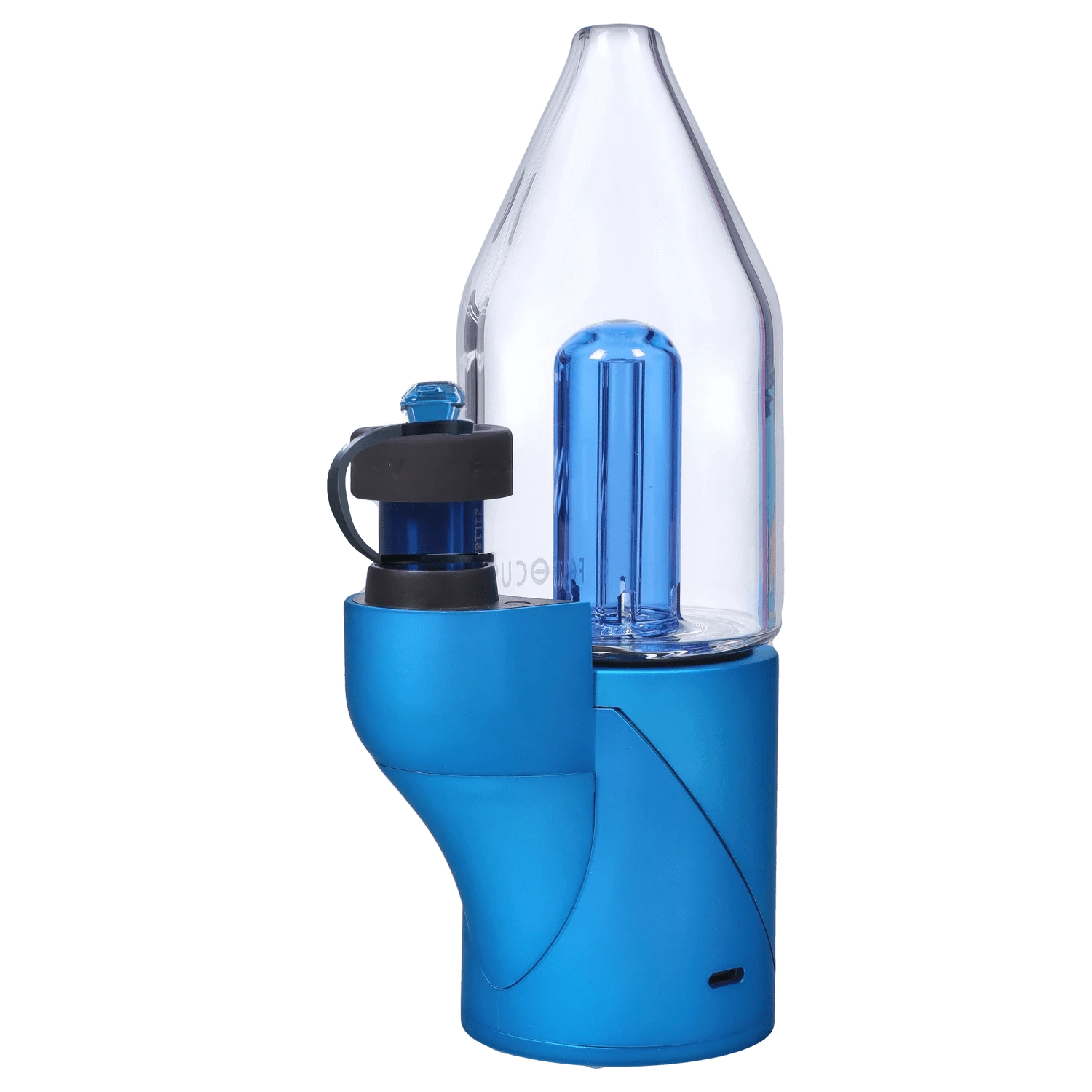 Front view of the Focus V Carta E-Rig - Atlantis Limited Edition, showcasing its sleek, dark blue design and compact size.