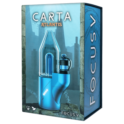 Front view of the Focus V Carta E-Rig - Atlantis Limited Edition, with a sleek, modern design displayed against a blurred dark background.
