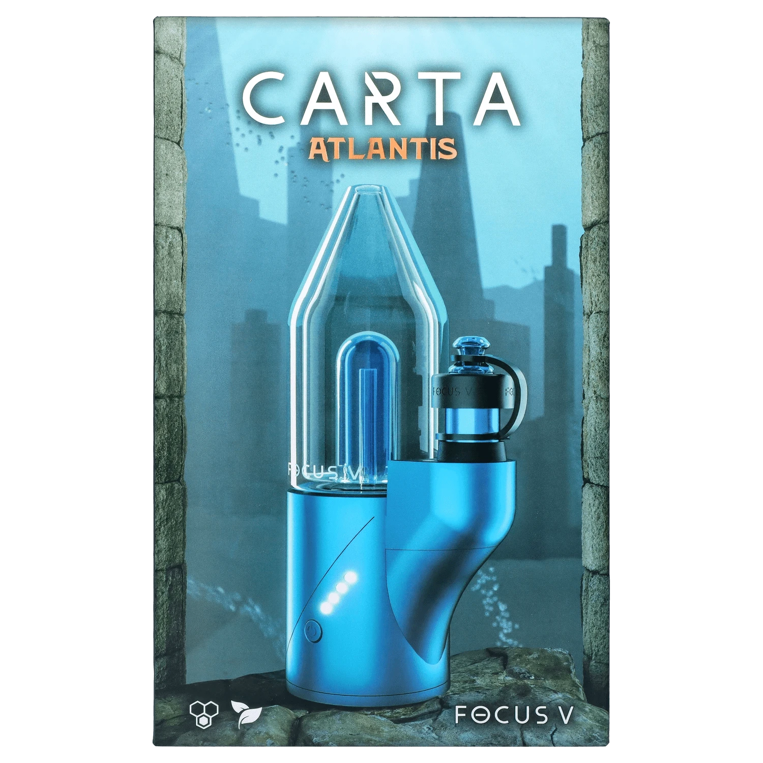 Front view of the Focus V Carta E-Rig - Atlantis Limited Edition, with a blue metallic finish and sleek, modern design.
