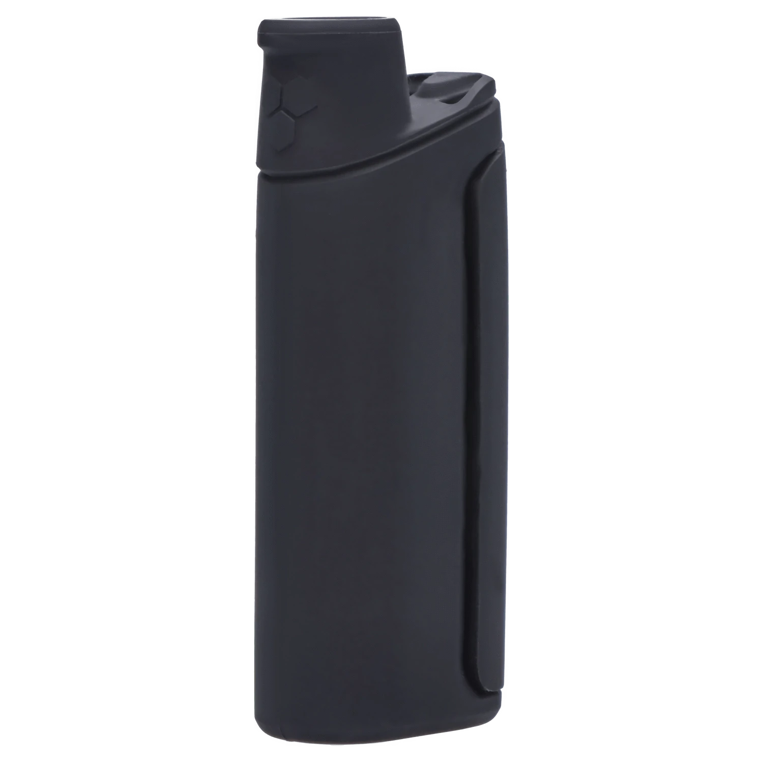 Tall, close-up front view of the matte black X5 One Hitter showing its tapered mouthpiece and slim rectangular body.