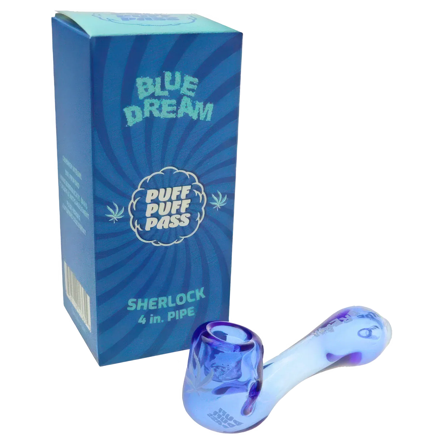 Puff Puff Pass Each Blue Dream Sherlock-Blue Strain - 4-inch Option Handpipes