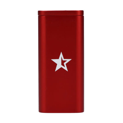 Front view of the Rock Legends Jimmy-Rainbow Haze Dugout in red, showcasing a sleek, rectangular design.