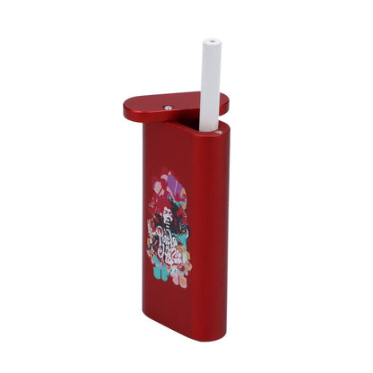 A side view of the Rock Legends Jimmy-Rainbow Haze Dugout in red, featuring a white bat-shaped piece extending from the top.