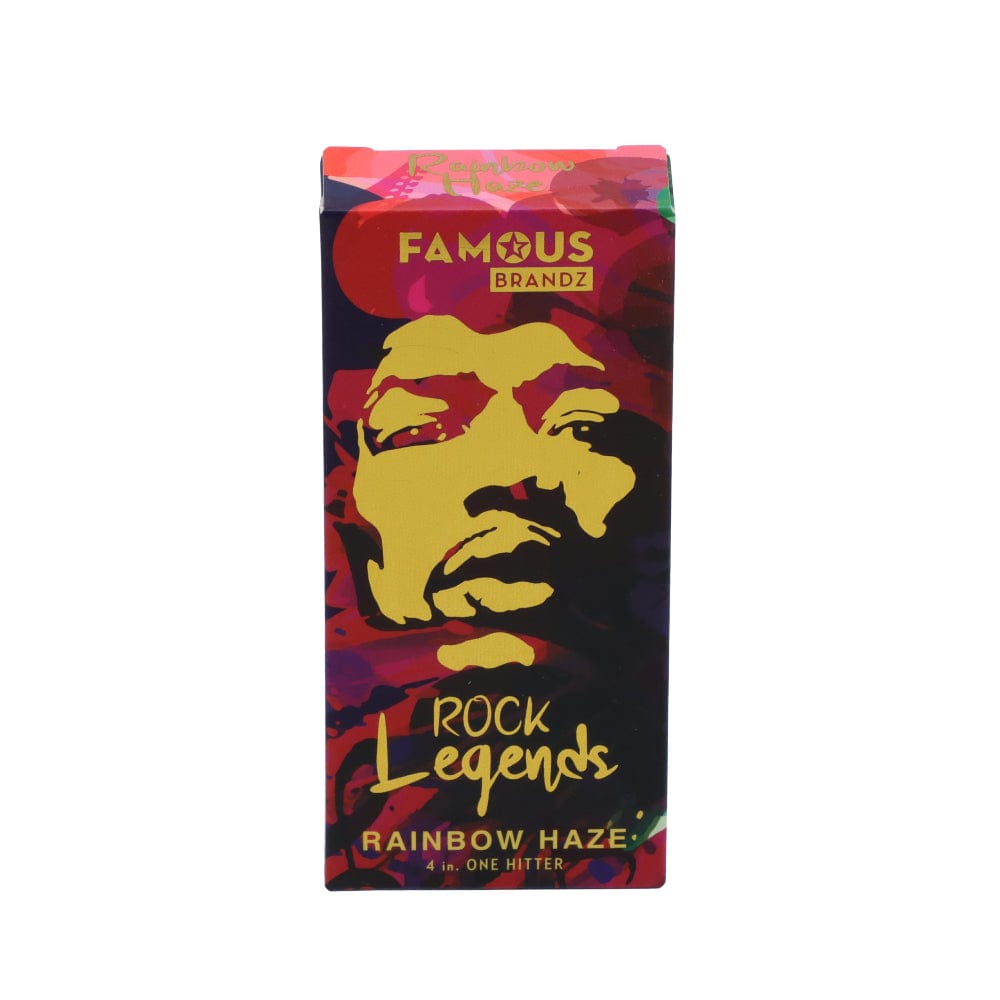 Front view of the Rock Legends Jimmy-Rainbow Haze Dugout in red with a white bat, displaying the brand logo on a dark background.