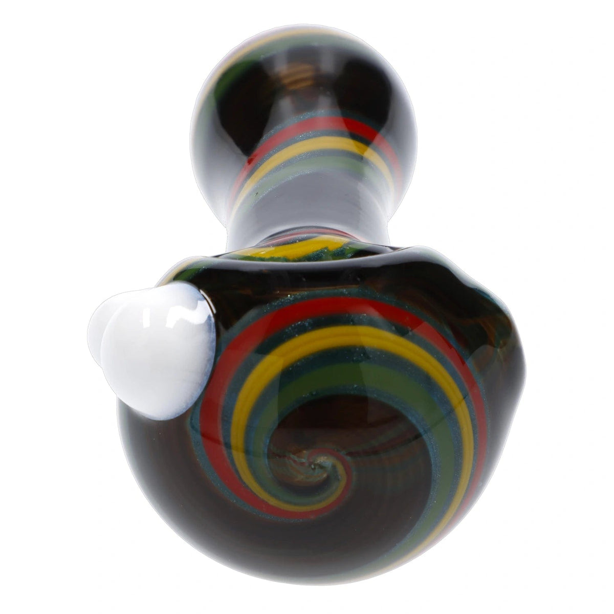 Valiant Rasta A close-up, angled view of the 4-inch Valiant Swirl Spoon Pipe - Rasta ...