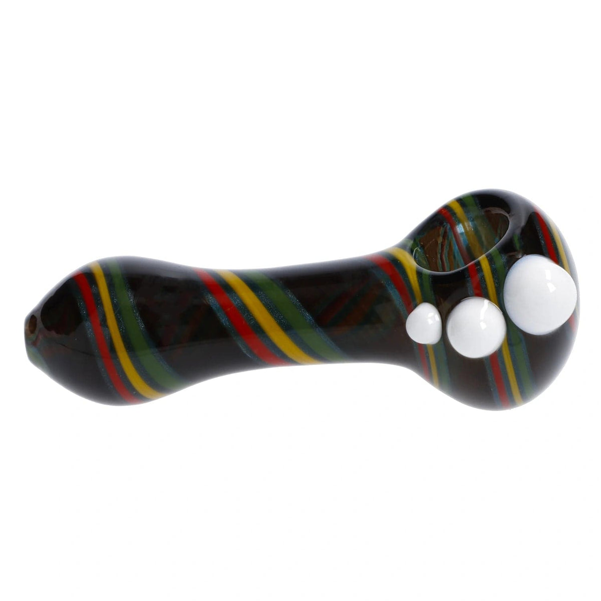 Valiant Rasta A front view of the 4-inch Valiant Swirl Spoon Pipe – Rasta, showcasing ...