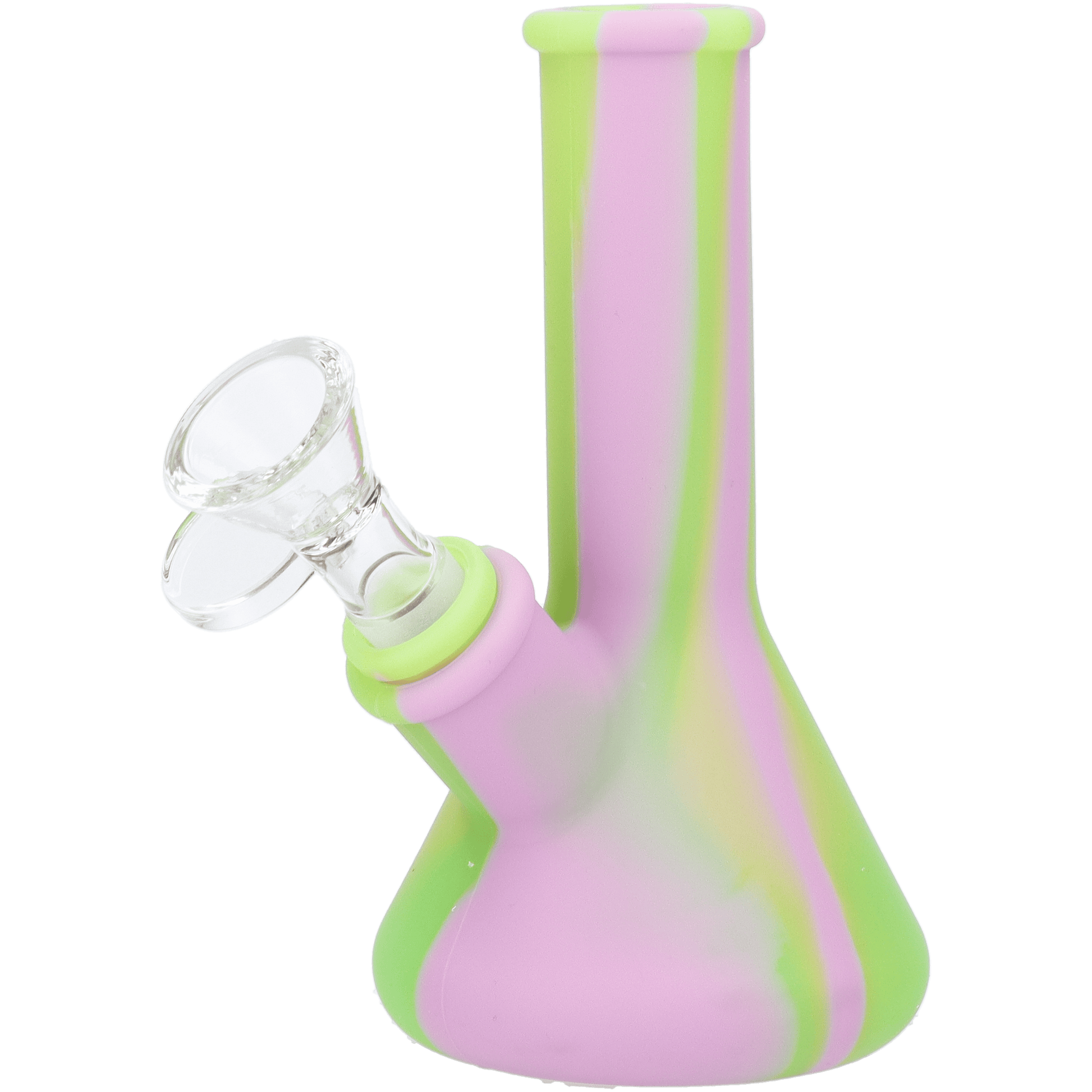 Front view of the 5-inch Valiant Silicone Beaker in assorted pink, showing its curved form and smooth material.