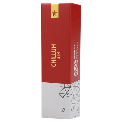 Vertical close-up of the Famous Design Space Chillum - Clear - 4in. box showing its red top panel with gold star and "CHILLUM 4 IN" text.