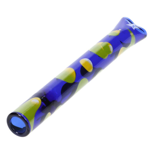 A slightly angled view of the 4-inch Famous Design Privilege Chillum in dark blue, highlighting its minimalist, one-piece construction.