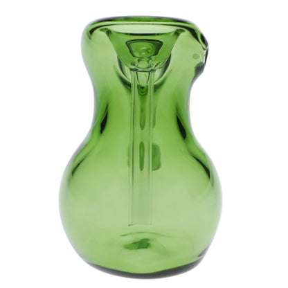 Front view of the 5-inch Valiant Hammer Bubbler in green glass, showcasing its compact design and smooth curves.