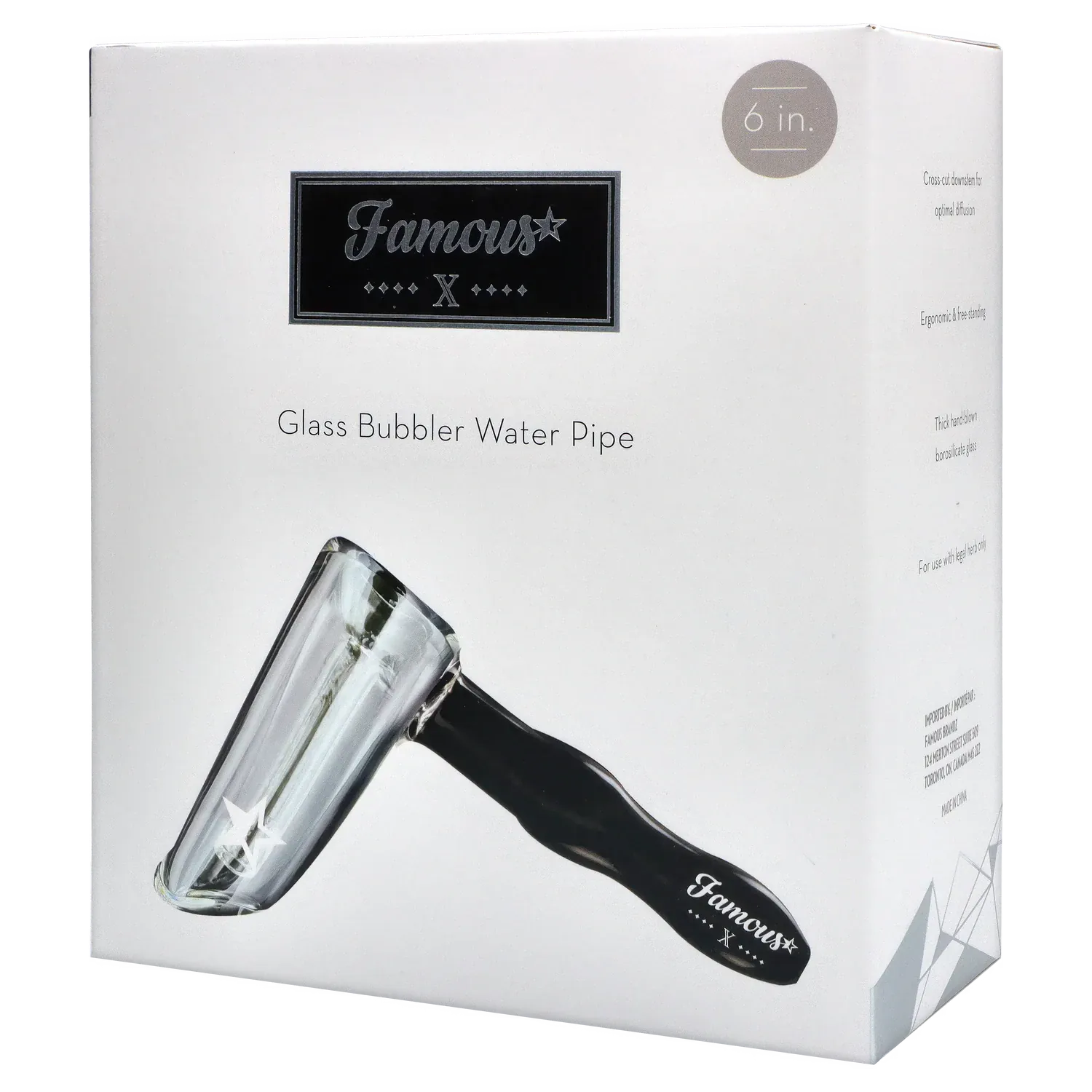 Famous X Each Famous X Straight Hammer Bubbler 6" Glass Bubbler Handpipes