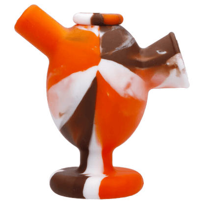 Valiant Each Valiant Silicone Joint Bubbler  w/ Glass Insert - Orange & White Handpipes