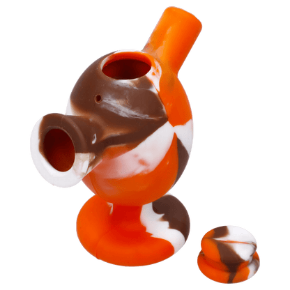 Valiant Each Valiant Silicone Joint Bubbler  w/ Glass Insert - Orange & White Handpipes