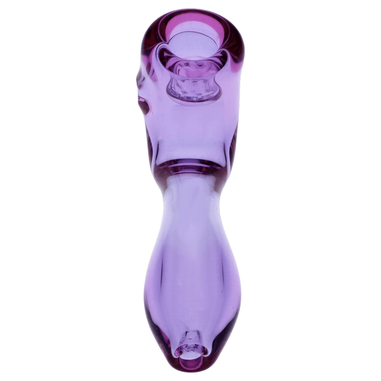 A front view of the 4-inch Valiant Glass Sherlock with screen, showcasing its purple glass construction.