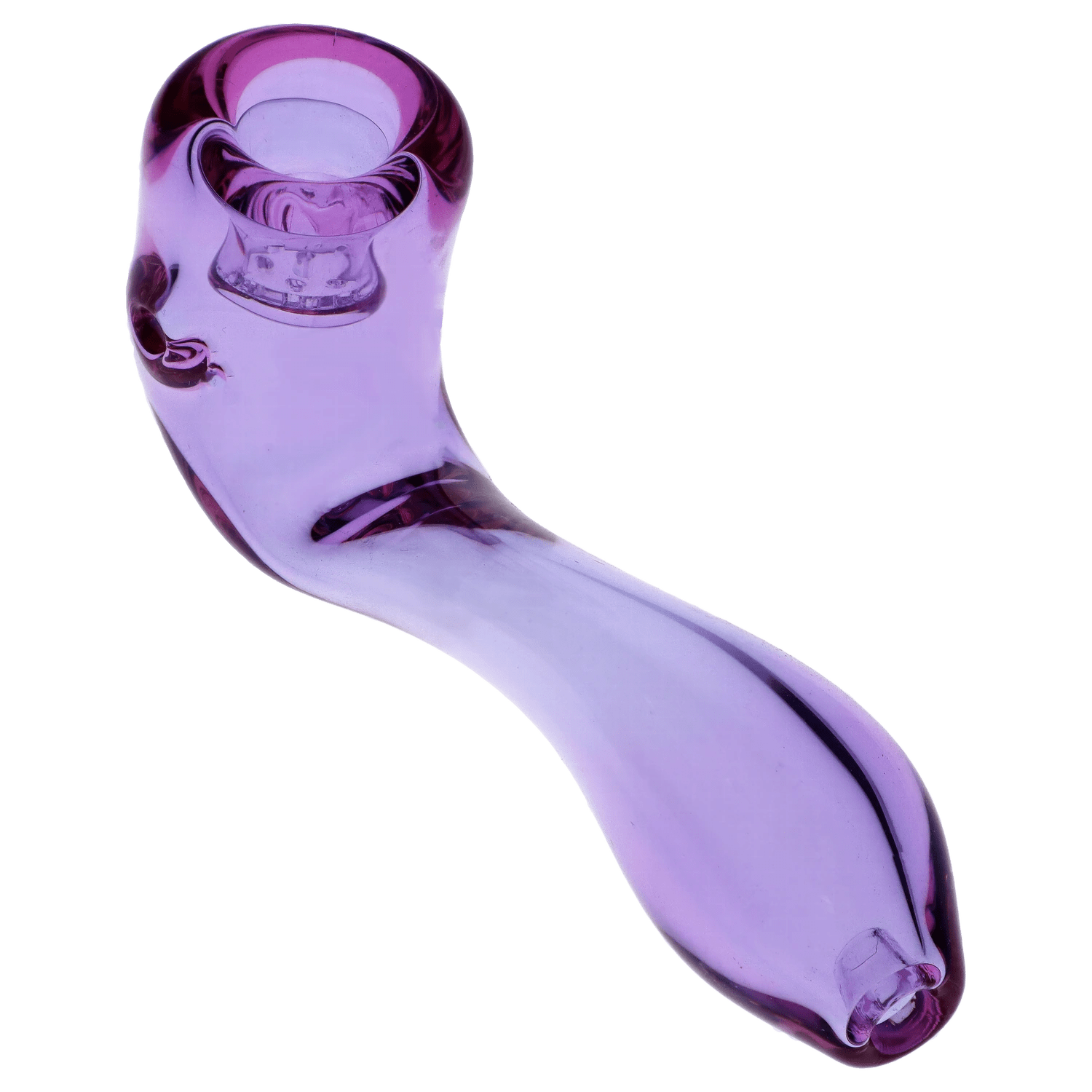 Front view of the 4-inch purple Valiant Glass Sherlock with screen, showcasing its curved design and smooth glass finish.