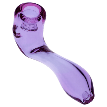 Front view of the 4-inch purple Valiant Glass Sherlock with screen, showcasing its curved design and smooth glass finish.
