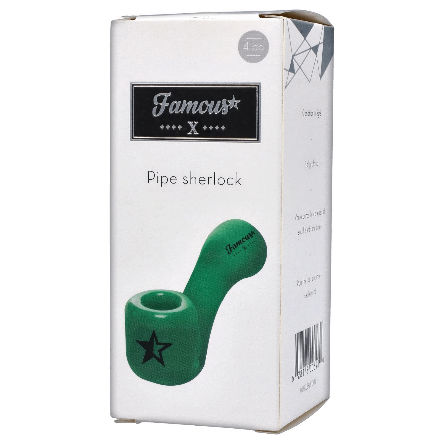 Famous X Each Famous X Sherlock Pipe - Milky Jade - 4in | Canna Cabana Handpipes