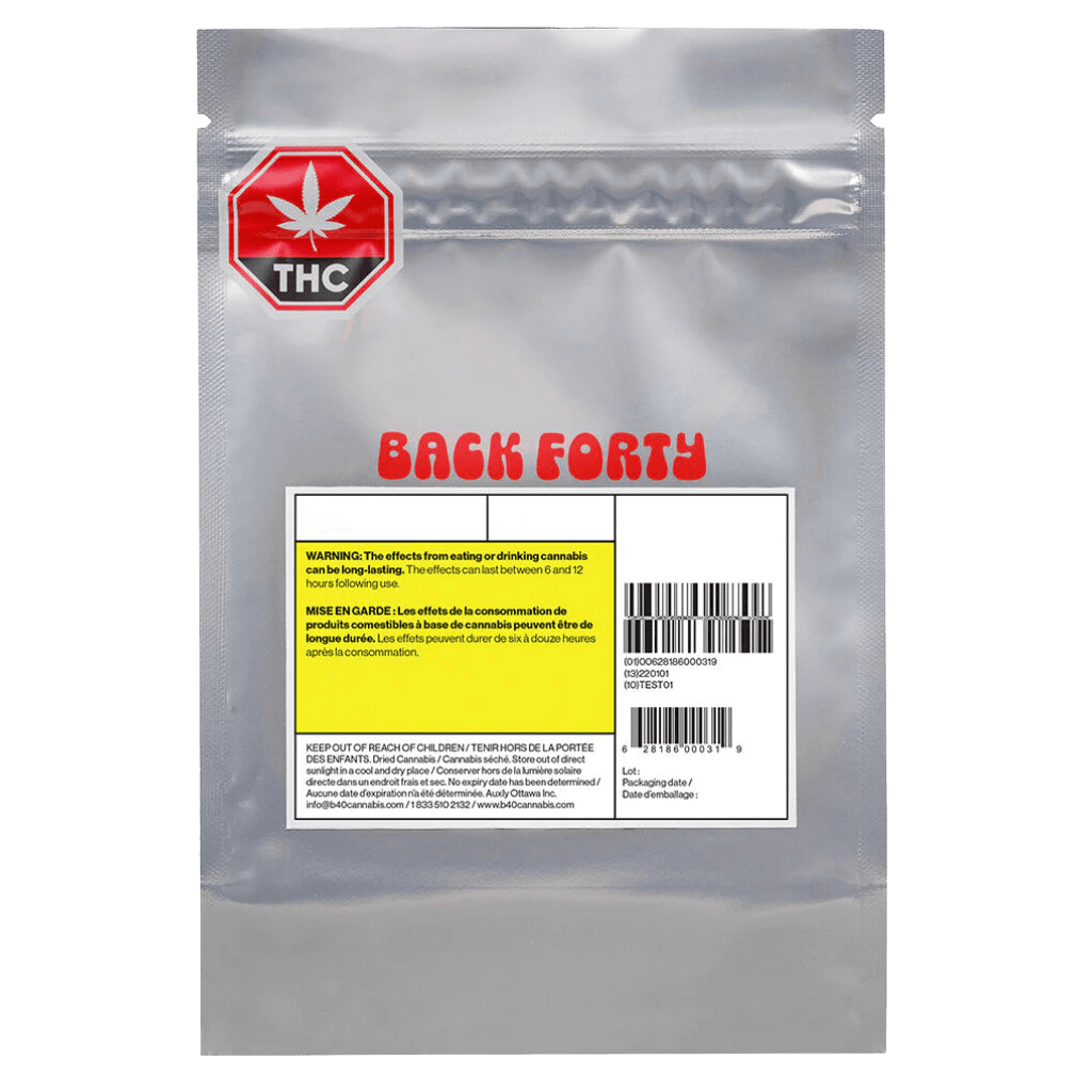 Close-up of the Rocket Berry Kush Vape Cartridge packaging with French warning text against a dark background.